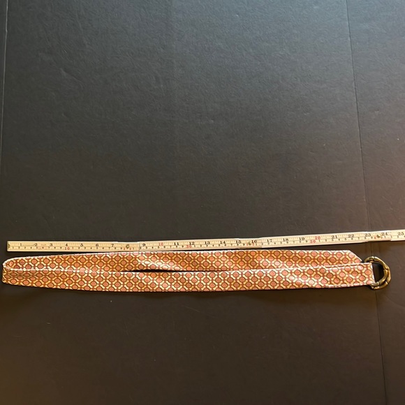 J.Crew silk men’s tie style belt w/brass bamboo D-rings-NWOT